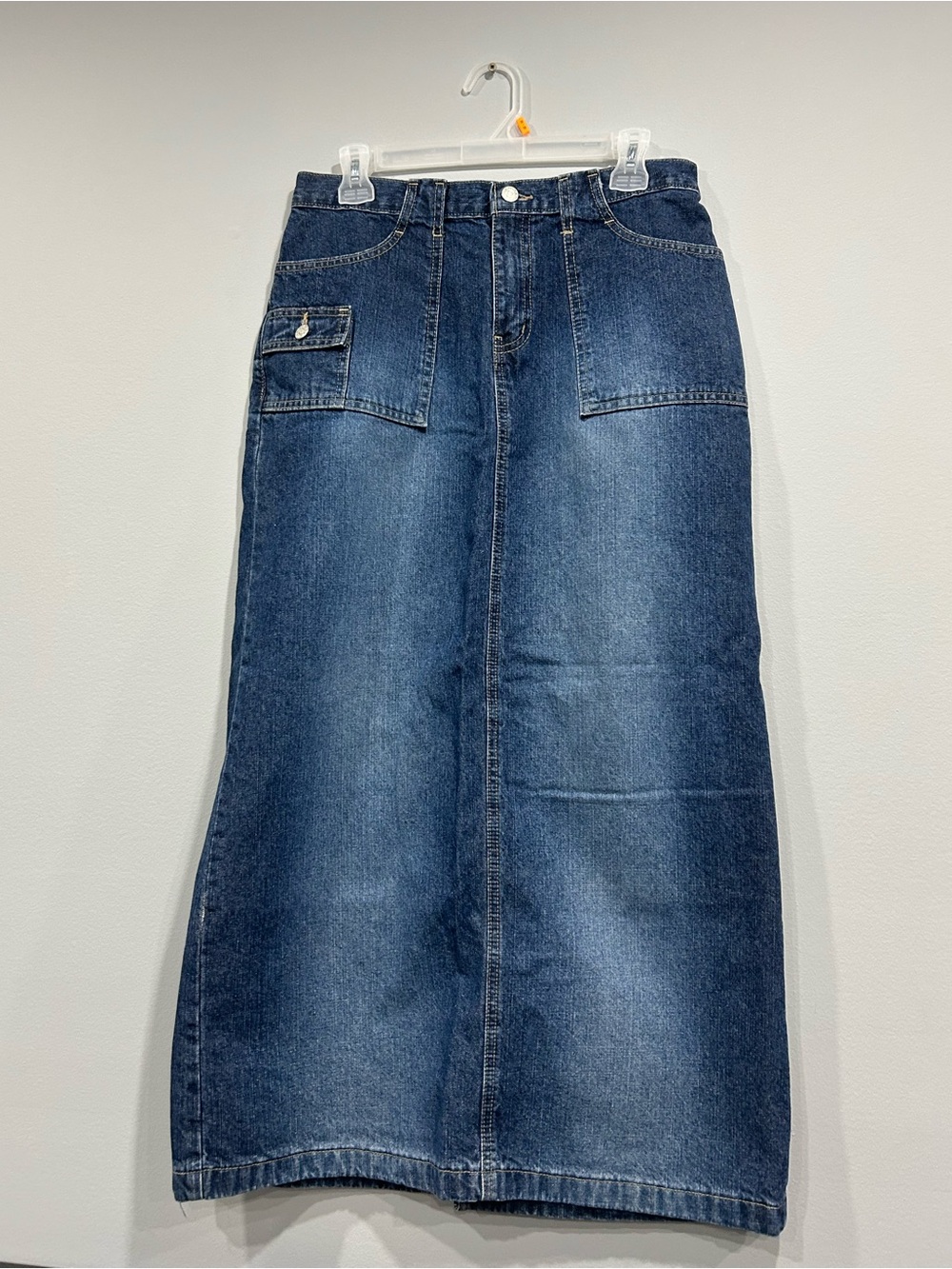 Dark blue denim maxi skirt Y2K